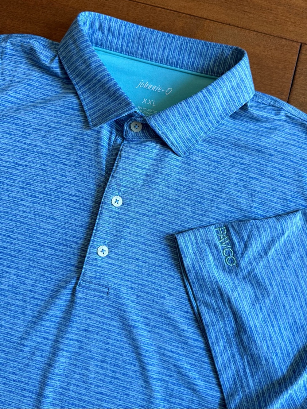 johnnie-O Blue Striped Short Sleeve Polo Shirt XXL Performance Stretch